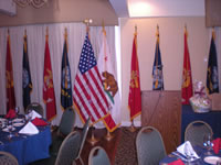 Flags in a banquet room