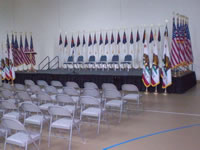 Flags in a graduation hall